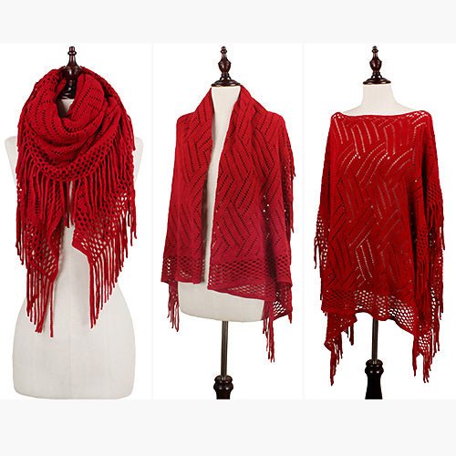 TEXTURED KNIT MULTI WAY PONCHO