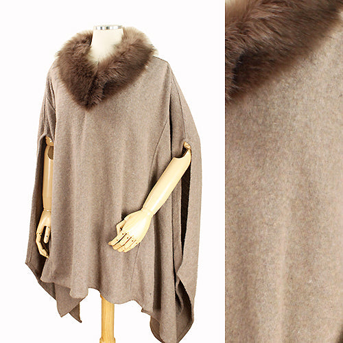 FUR COLLAR PONCHO