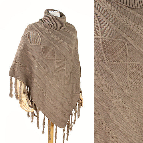 TURTLE NECK KNIT PONCHO