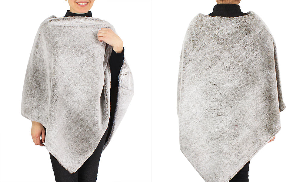 2-TONE FAUX FUR PONCHO