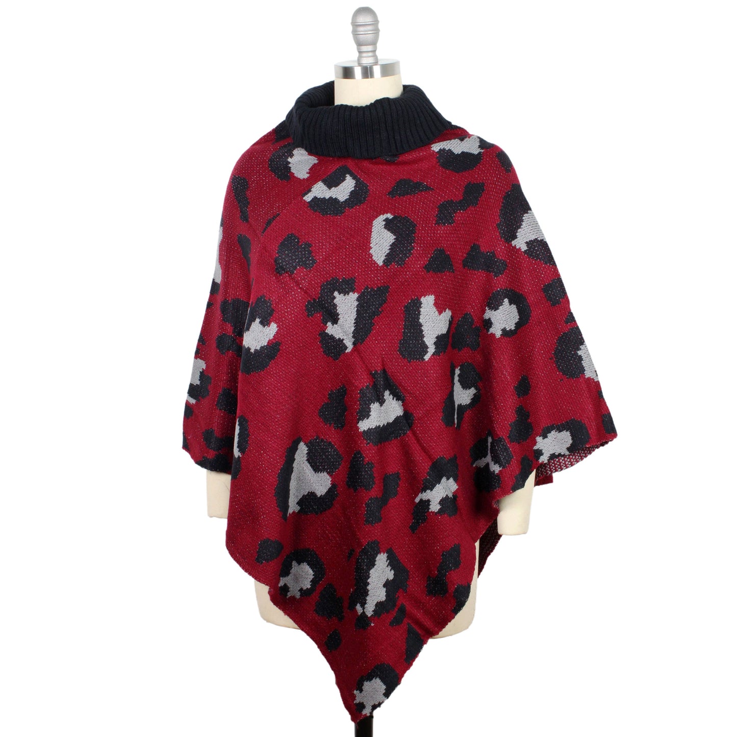 ANIMAL PRINT KNIT PONCHO