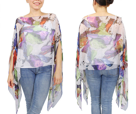 ABSTRACT CHIFFON PONCHO