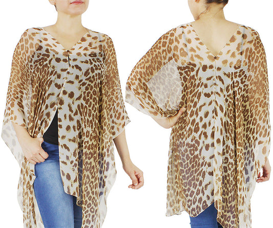 LEOPARD CHIFFON PONCHO