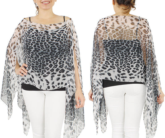 LEOPARD CHIFFON PONCHO