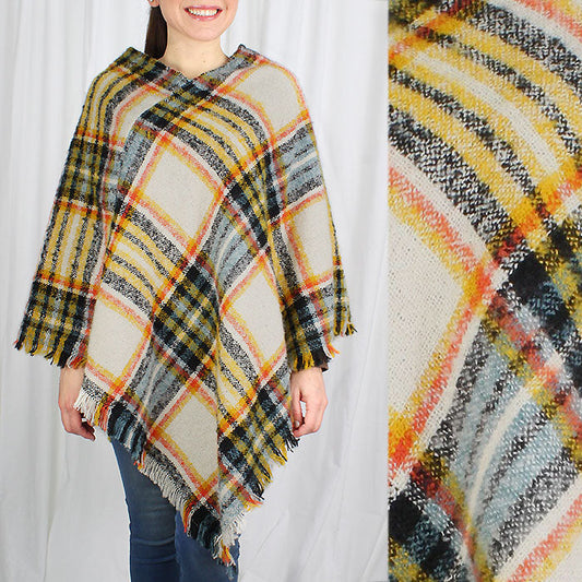 PLAID WOVEN PONCHO