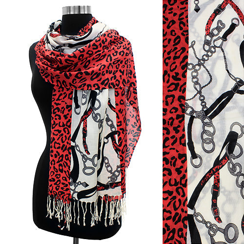 LEOPARD & BELT MOTIF DESIGN PRINT PASHMINA