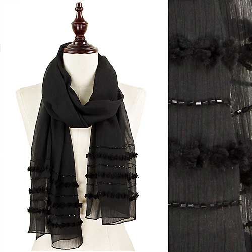 BEADS DECO CHIFFON SCARF