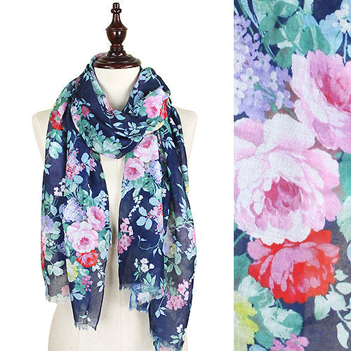 FLOWER PRINT OBLONG SCARF