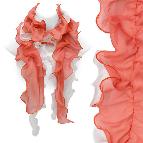 SOLID PLAIN RUFFLE OBLONG SCARF