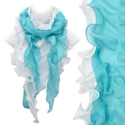SOLID PLAIN RUFFLE OBLONG SCARF