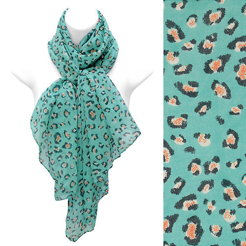 LEOPARD PRINTED CHIFFON OBLONG SCARF