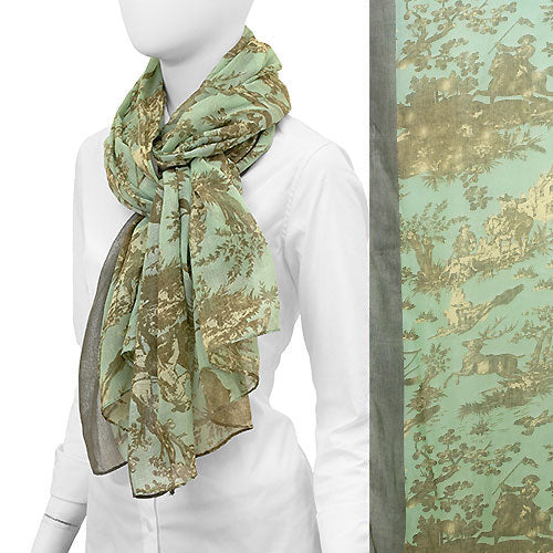 HUNTING IN FOREST DESIGN OBLONG SCARF