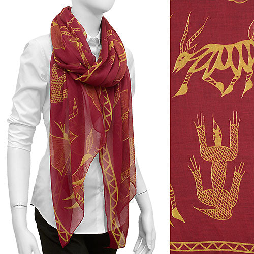 ANCIENT ANIMAL DESIGN OBLONG SCARF