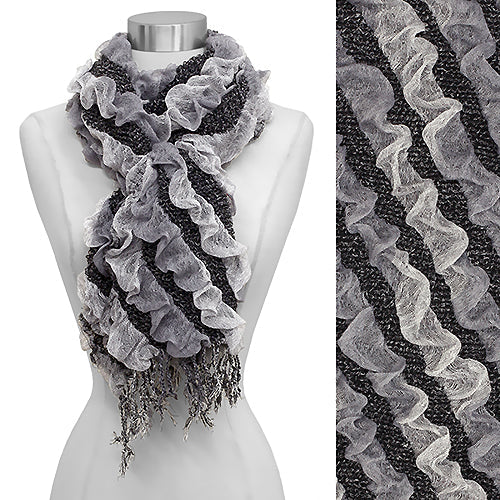 EMBOSSED STRIPES OBLONG SCARF