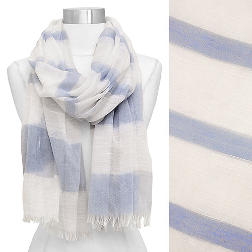 LINEN BLEND STRIPE OBLONG SCARF