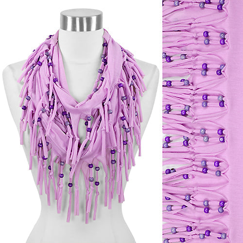 BEADED FRINGE JERSEY INFINITY