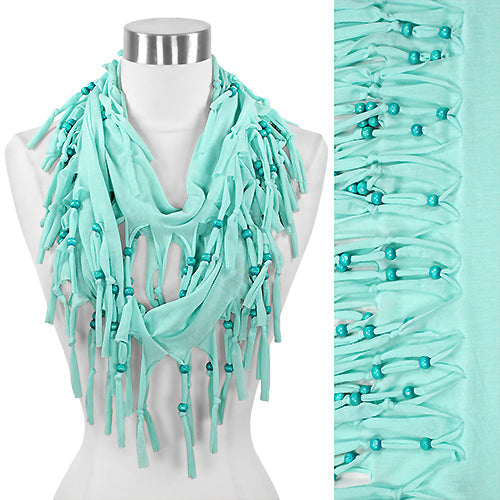 BEADED FRINGE JERSEY INFINITY