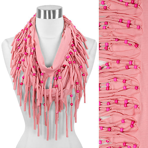 BEADED FRINGE JERSEY INFINITY