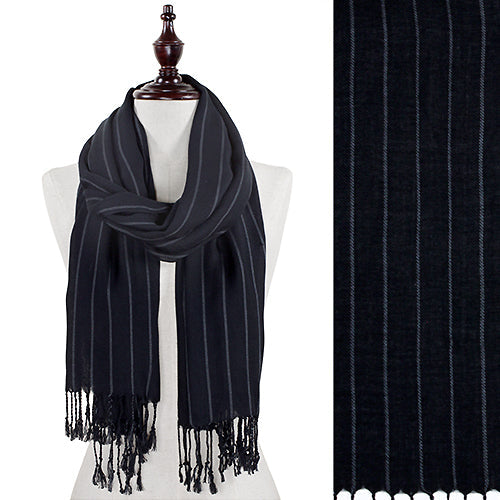 PINSTRIPE TASSEL END OBLONG SCARF