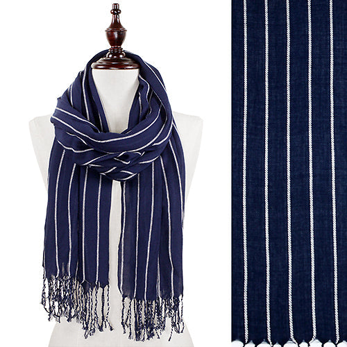 PINSTRIPE TASSEL END OBLONG SCARF