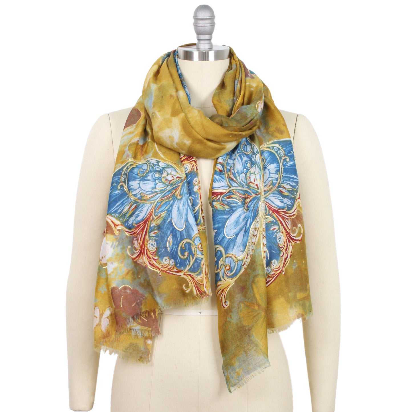 BUTTERFLY FOIL PRINT SCARF