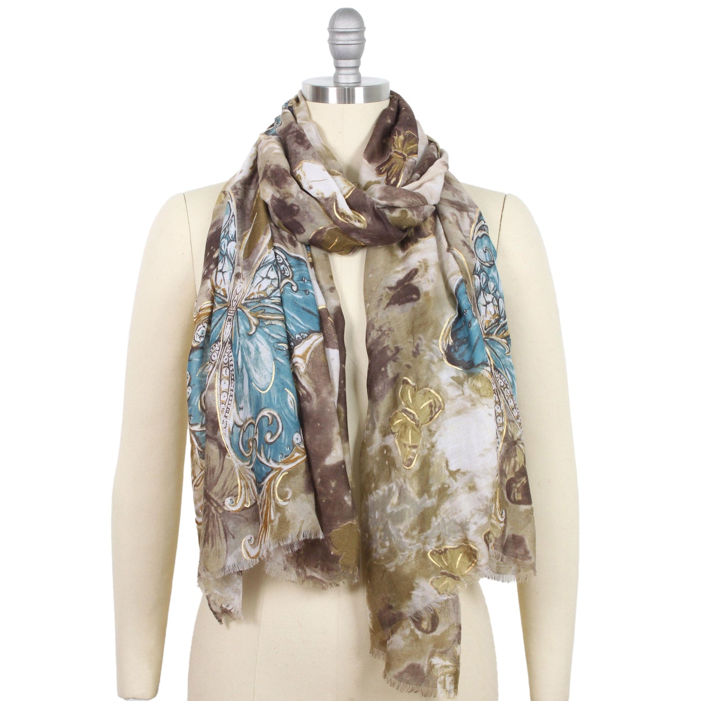 BUTTERFLY FOIL PRINT SCARF