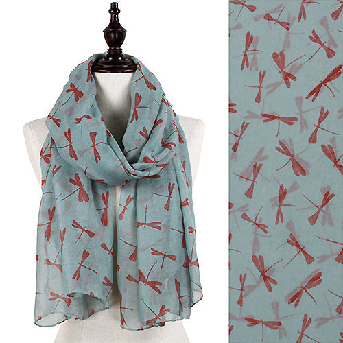 DRAGONFLY PRINT OBLONG SCARF