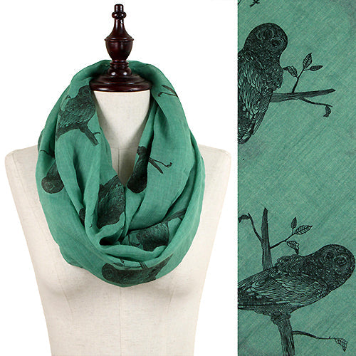 OWL BRANCH PRINT INFINITY SCARF