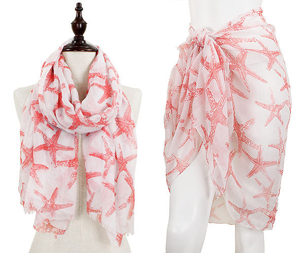 STARFISH PRINT OBLONG SCARF