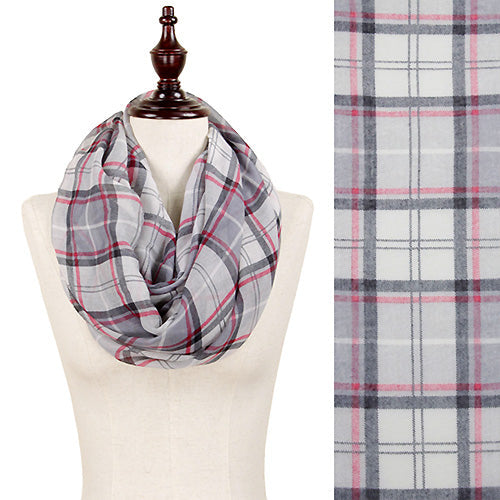 PLAID PRINT INFINITY SCARF