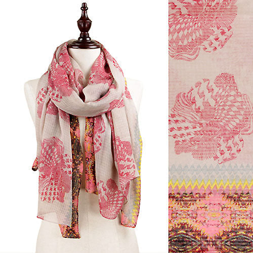 ABSTRACT HOUNDSTOOTH PRINT OBLONG SCARF