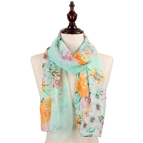 SPRING FLOWER PRINT CHIFFON
OBLONG  SCARF