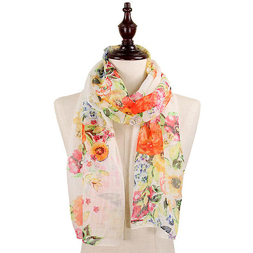 SPRING FLOWER PRINT CHIFFON 
OBLONG SCARF