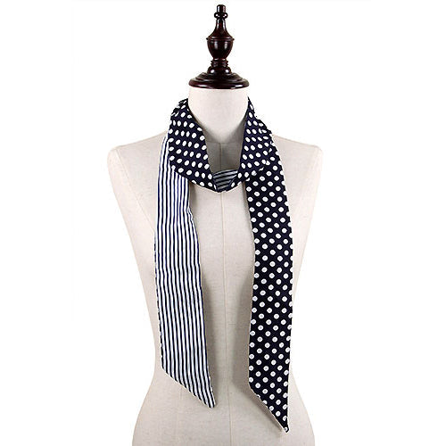 STRIPE & DOT PRINT SKINNY SCARF