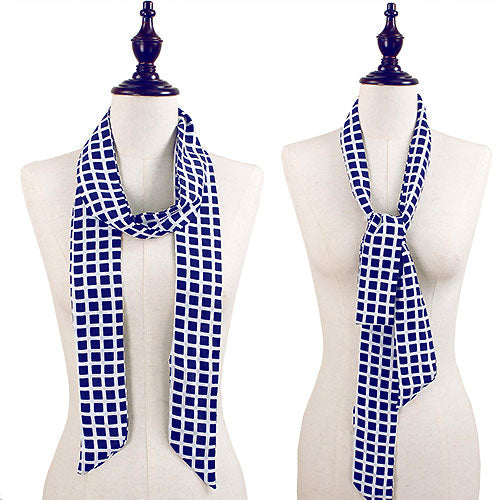 CHECK PRINT SKINNY SCARF