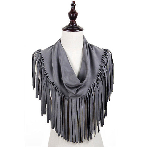 SUEDE TASSEL TUBE SCARF