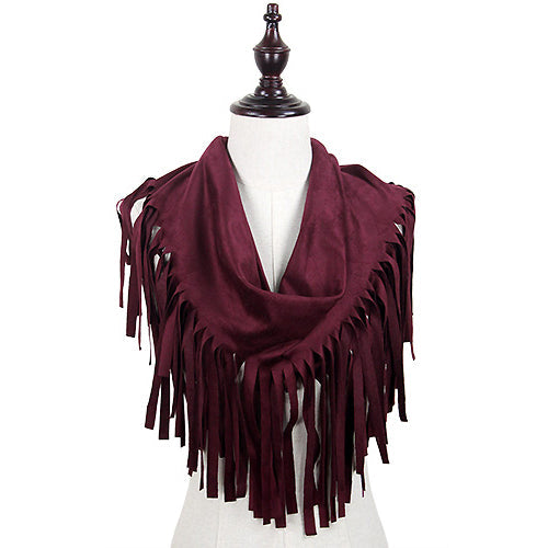 SUEDE TASSEL TUBE SCARF