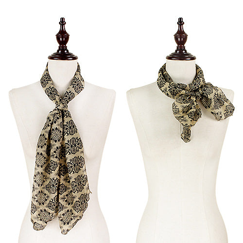 DAMASK PRINT CHIFFON 
OBLONG SCARF