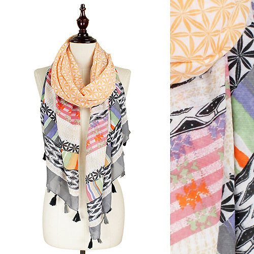 MULTI PATTERN OBLONG W/TASSEL