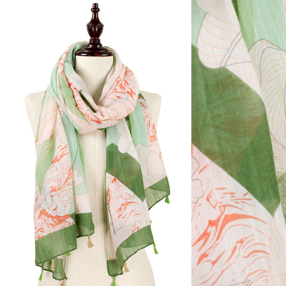 GEOMETRIC+FLOWER PRINT OBLONG SCARF