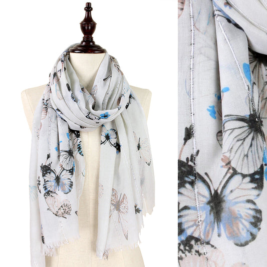 SEQUIN + BUTTERFLY PRINT OBLONG SCARF