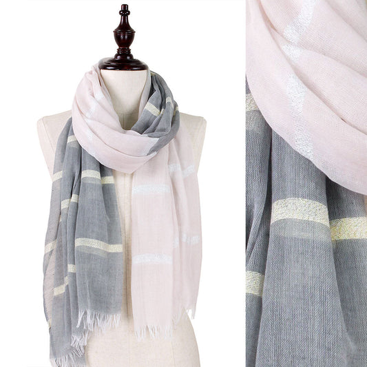 LUREX STRIPE 2-TONE WOVEN OBLONG SCARF