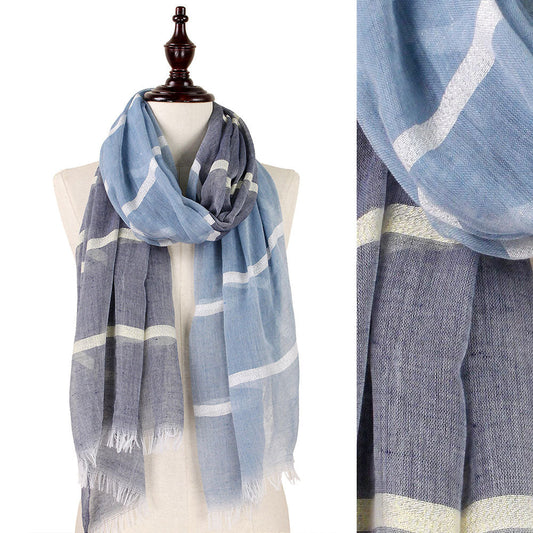 LUREX STRIPE 2-TONE WOVEN OBLONG SCARF