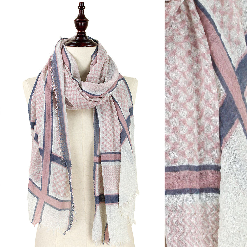 MULTI PATTERN PRINT WRINKLE 
OBLONG SCARF