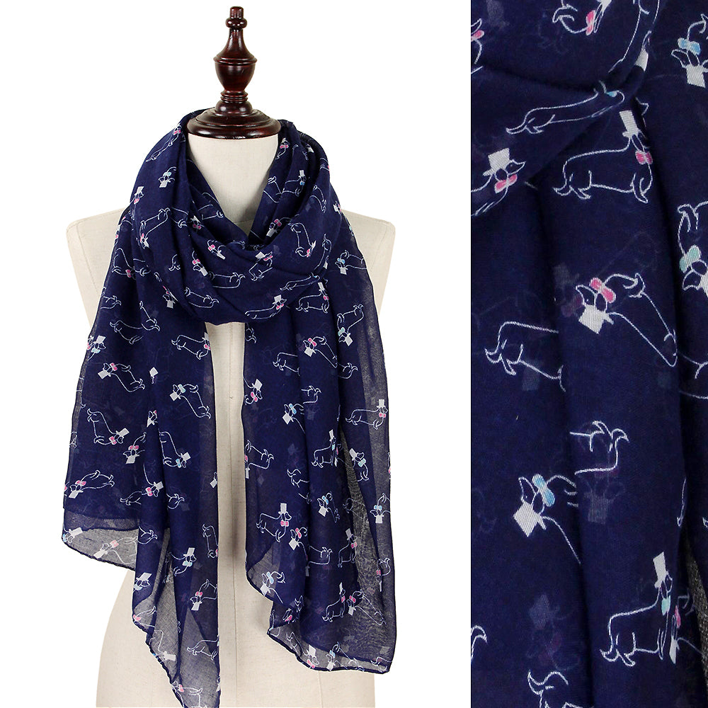 GENTLE DACHSHUND PRINT OBLONG SCARF