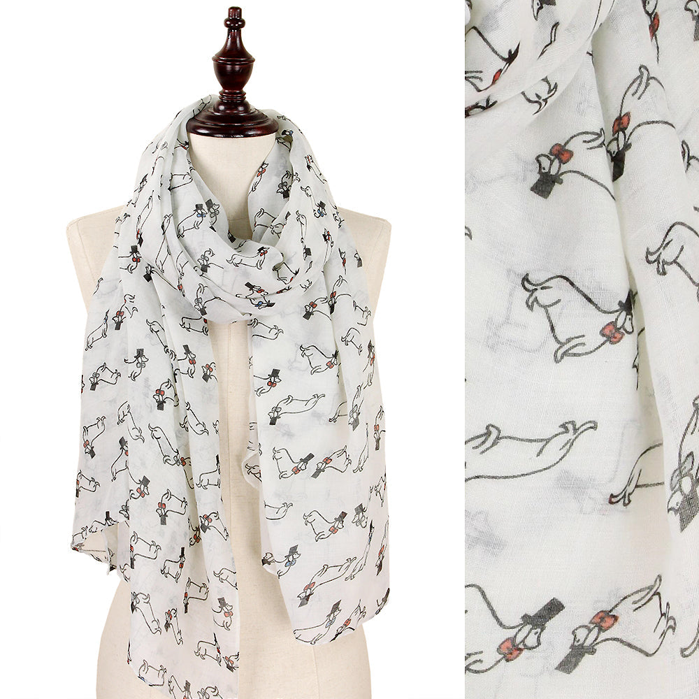 GENTLE DACHSHUND PRINT OBLONG SCARF