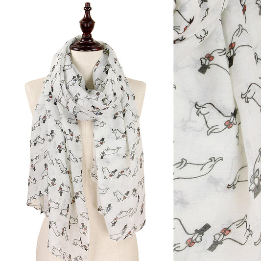 GENTLE DACHSHUND PRINT OBLONG SCARF