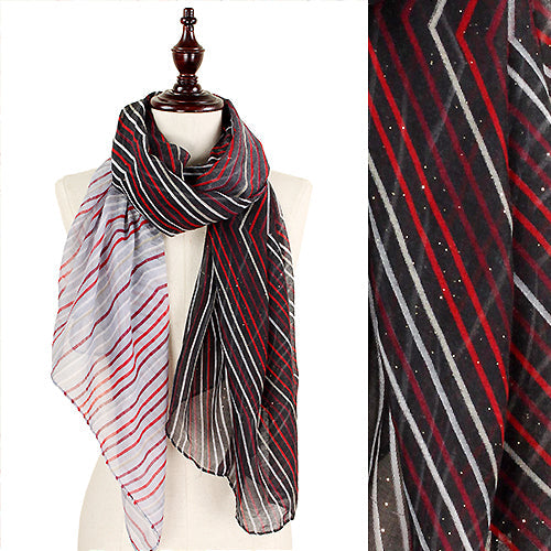 GLITTER STRIPE PATTERN PRINT OBLONG SCARF