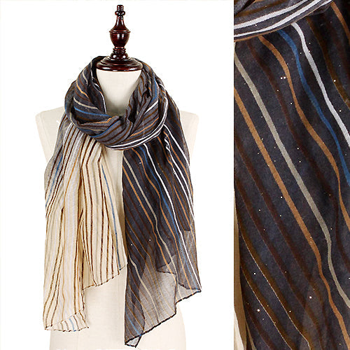 GLITTER STRIPE PATTERN PRINT OBLONG SCARF