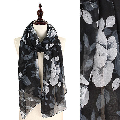 FLOWER PRINT OBLONG SCARF